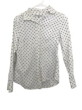 Gap XS petite Women's White Polka Dot Button-Up Shirt